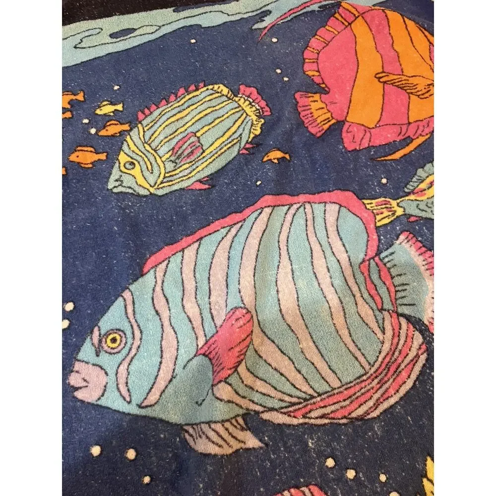 Cecil Saydah Vintage Beach Towel Tropical Fish Ocean Sea Life Coral Reef